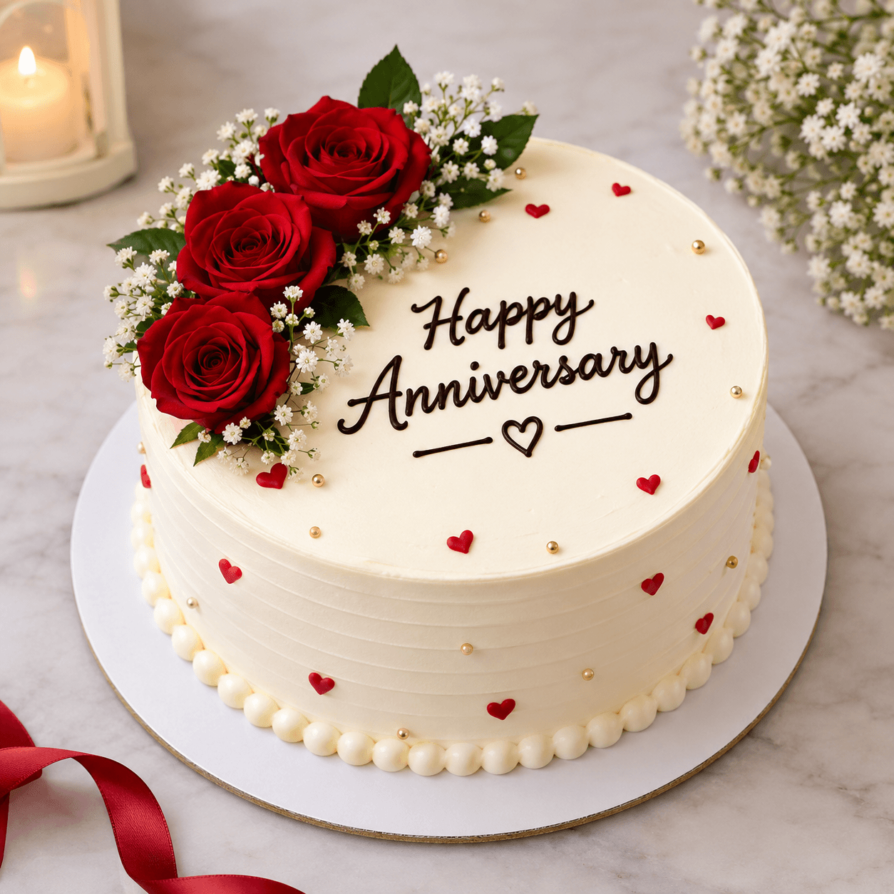 Elegant Rose Anniversary Cake