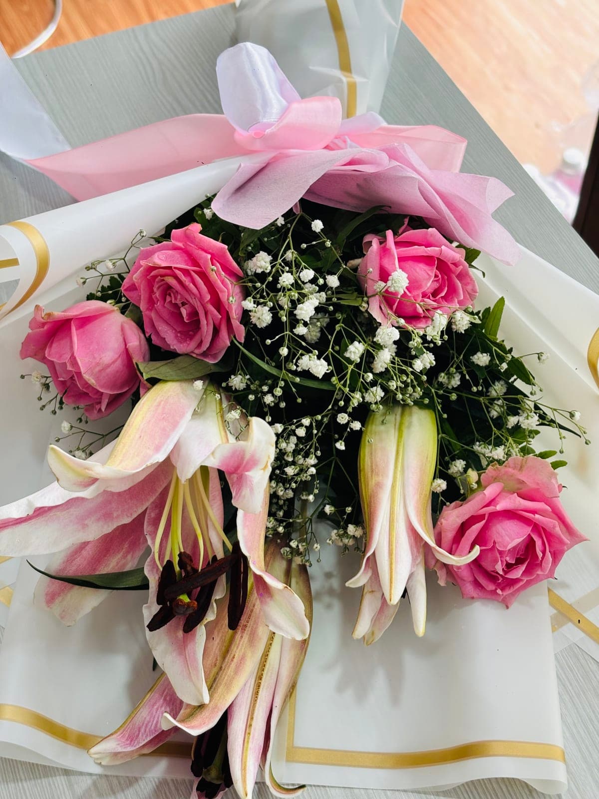 Lilly & Pink Rose Bouquet