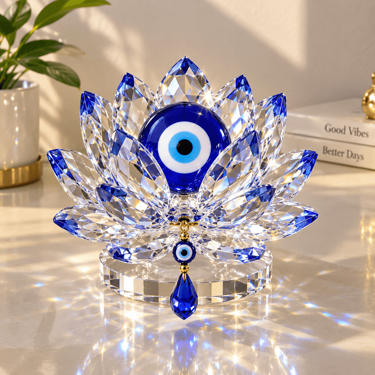 Crystal Evil Eye Lotus Flower